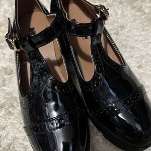 Black Heels with T-Strap Design Vintage Style